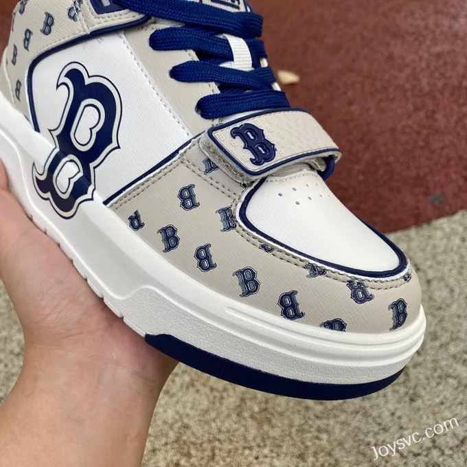 MLB White Grey Blue NY Print Casual Shoes 3ASXCDN3N