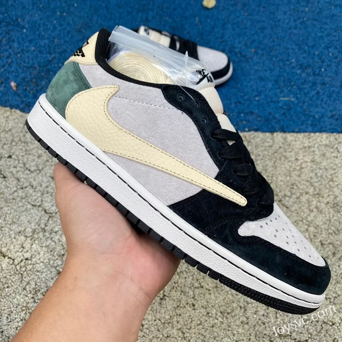 Travis Scott x Air Jordan 1 Low DM7866-811 Black Grey Green Reverse Swoosh