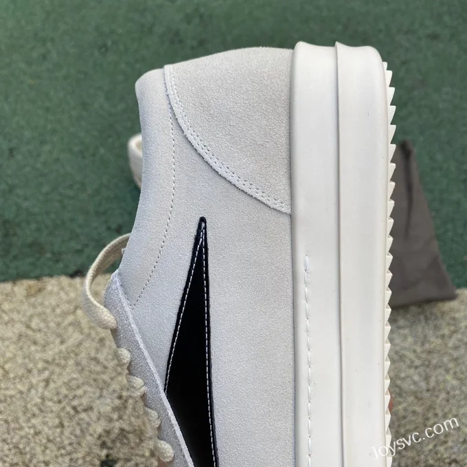 RICK OWENS Low Top White Full Grain Leather Sneakers