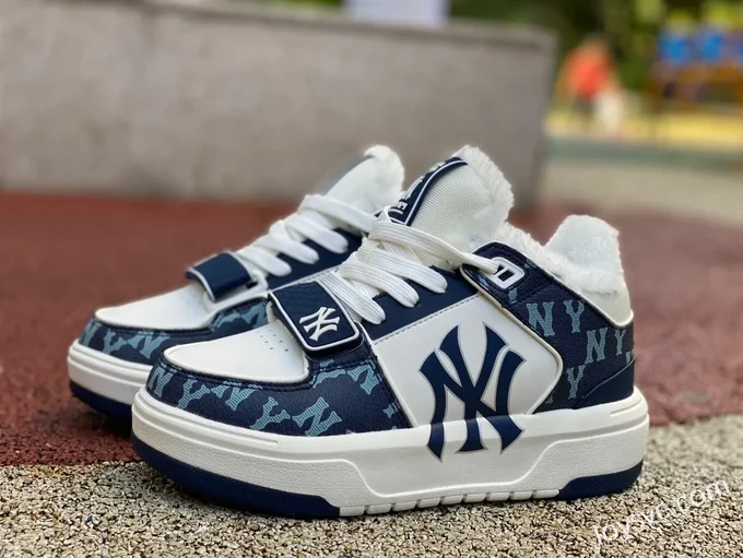 MLB White Blue Fleece NY Print Casual Shoes 3ASXCDN3N C006