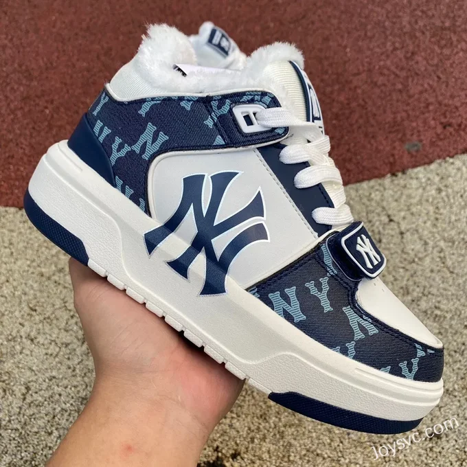 MLB White Blue Fleece NY Print Casual Shoes 3ASXCDN3N C006