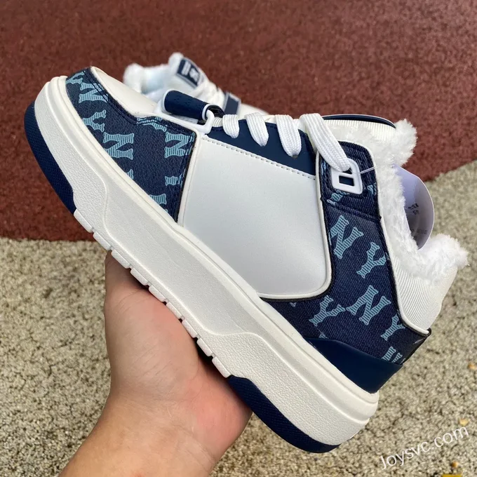 MLB White Blue Fleece NY Print Casual Shoes 3ASXCDN3N C006