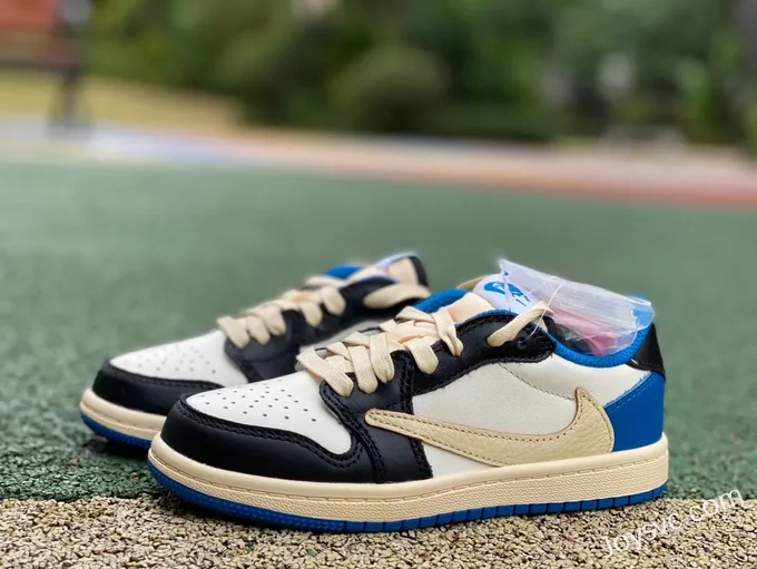 Travis Scott x Air Jordan 1 Low DM7866-140 Fragment Blue White Kids Version