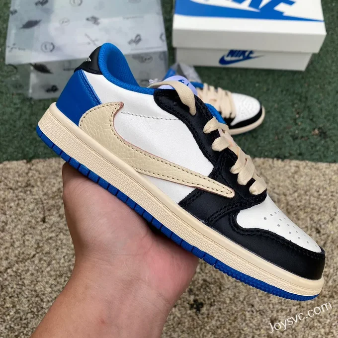 Travis Scott x Air Jordan 1 Low DM7866-140 Fragment Blue White Kids Version