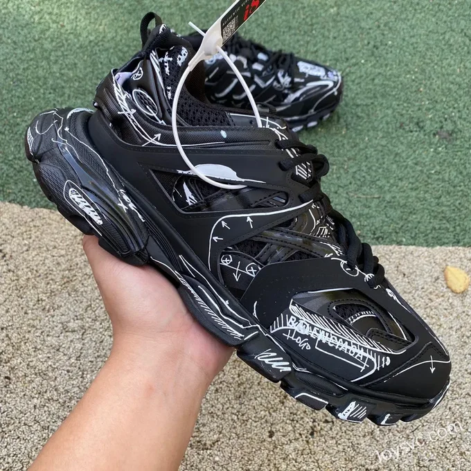 Balenciaga Triple S Black Graffiti Sneakers