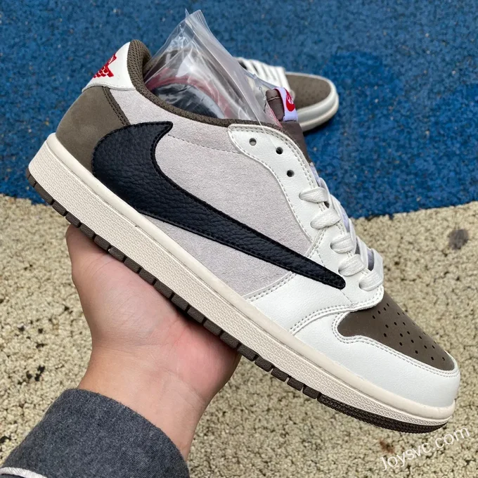 Travis Scott x Air Jordan 1 Low DM7866-715 White Brown Reverse Swoosh