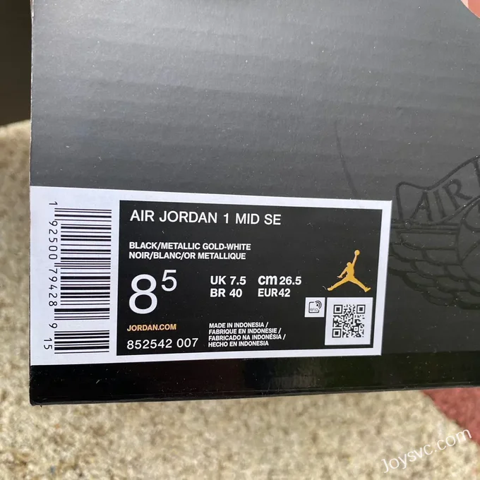 Air Jordan 1 Mid Black Gold 852542-007