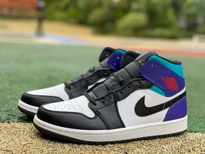 Air Jordan 1 Mid Black White Purple DQ8426-154