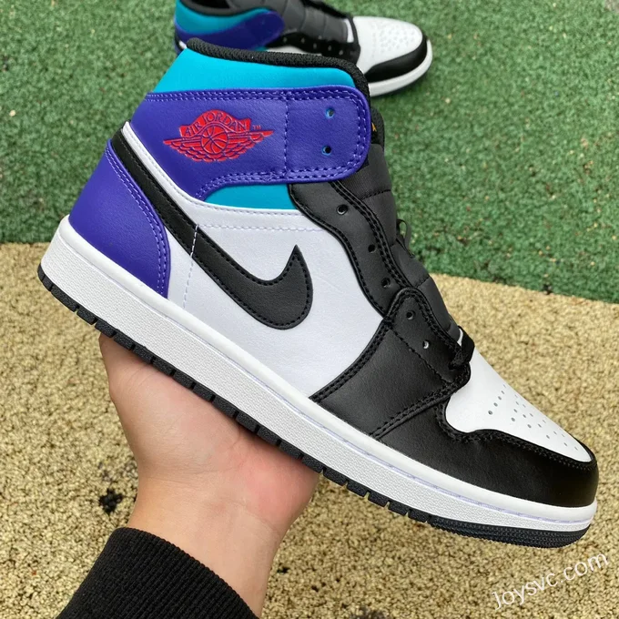 Air Jordan 1 Mid Black White Purple DQ8426-154