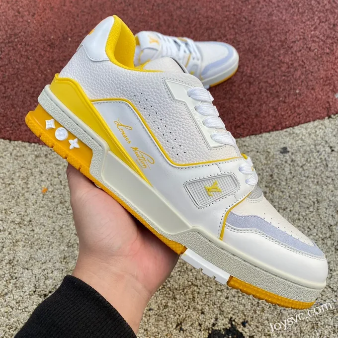 Louis Vuitton Trainer White Yellow Low