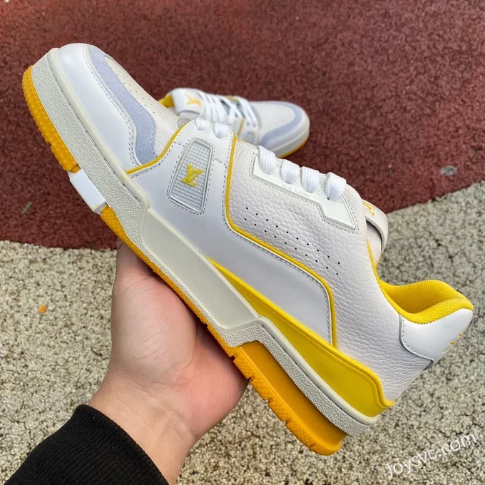 Louis Vuitton Trainer White Yellow Low