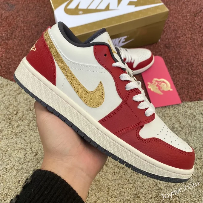 Air Jordan 1 Low FJ5735-100 White Red CNY Dragon Retro