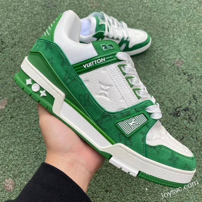 Louis Vuitton Trainer White Green Low