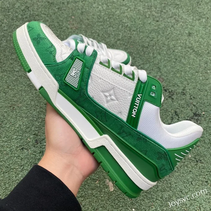 Louis Vuitton Trainer White Green Low