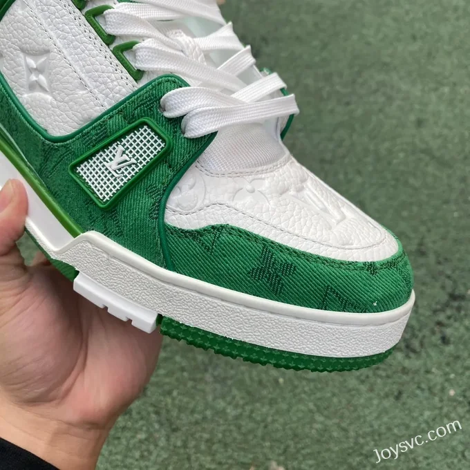 Louis Vuitton Trainer White Green Low