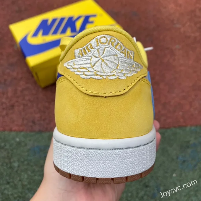 Travis Scott x Air Jordan 1 Low DZ4137-700 White Yellow Blue Canary Reverse Swoosh