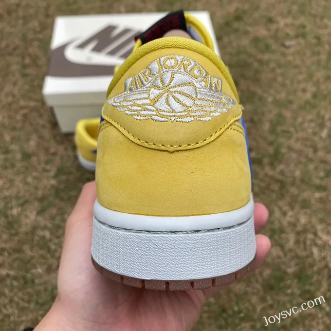 Travis Scott x Air Jordan 1 Low DZ4137-700 White Yellow Blue Canary Reverse Swoosh