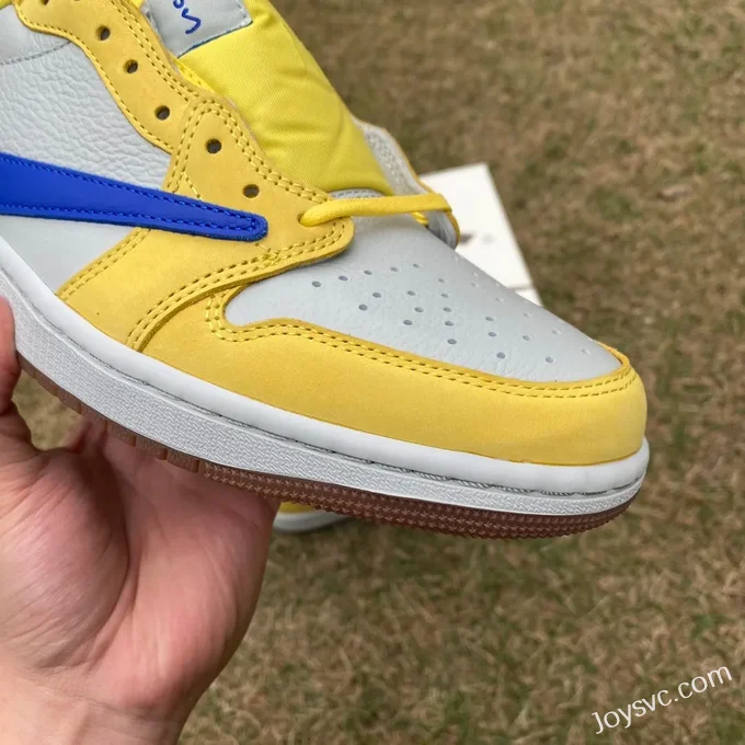 Travis Scott x Air Jordan 1 Low DZ4137-700 White Yellow Blue Canary Reverse Swoosh