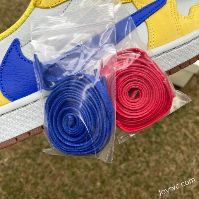 Travis Scott x Air Jordan 1 Low DZ4137-700 White Yellow Blue Canary Reverse Swoosh