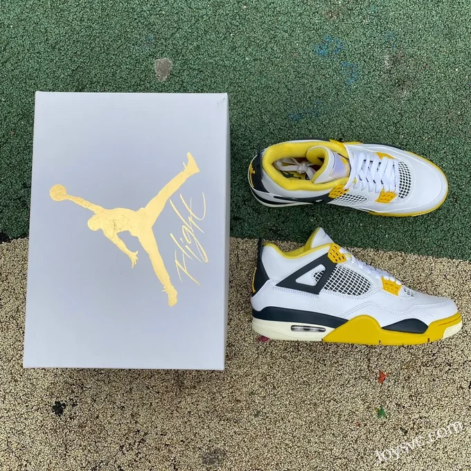 Air Jordan 4 Retro Vivid Sulfur AQ9129-101 White Yellow Black