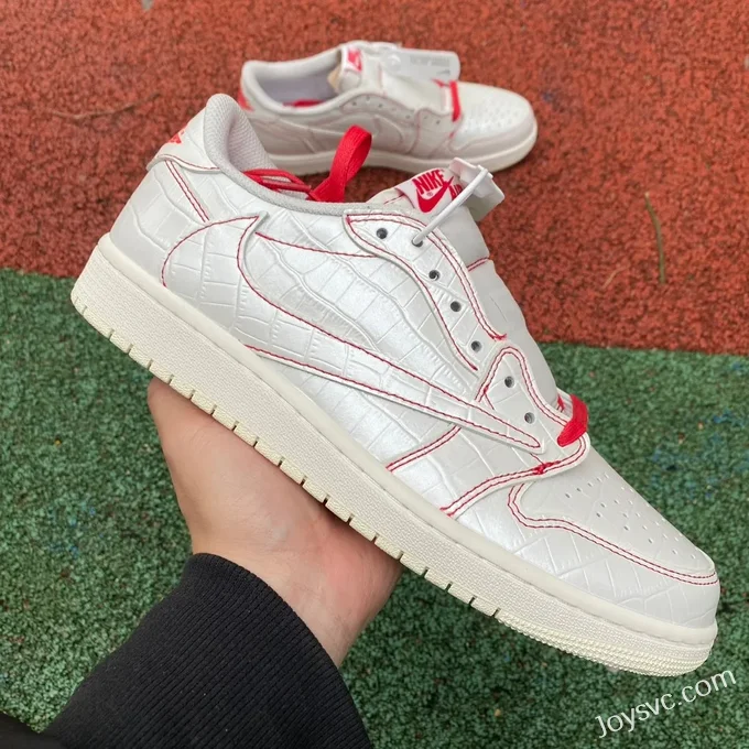 Travis Scott x Air Jordan 1 Low Golf DM7866-601 White Red Cracked Reverse Swoosh