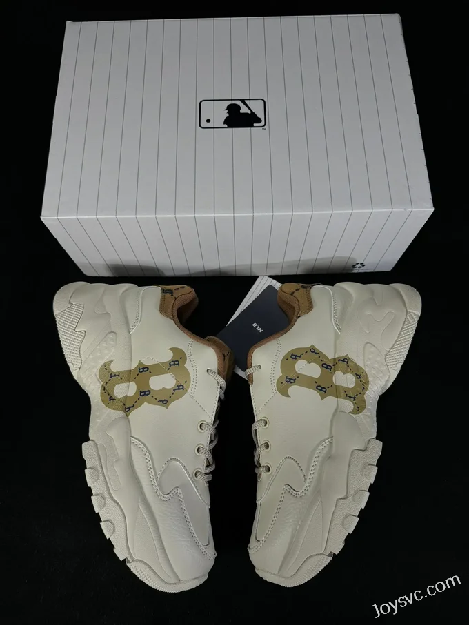 MLB White Brown Dad Shoes Big Ball Chunky 3ASHCDM2N C0001