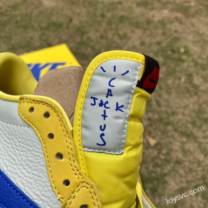 Travis Scott x Air Jordan 1 Low DZ4137-700 White Yellow Blue Canary T1 Version