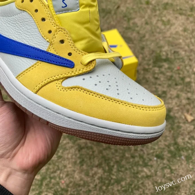 Travis Scott x Air Jordan 1 Low DZ4137-700 White Yellow Blue Canary T1 Version