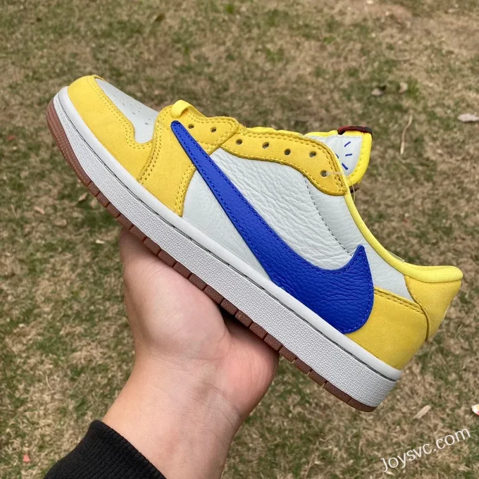 Travis Scott x Air Jordan 1 Low DZ4137-700 White Yellow Blue Canary T1 Version