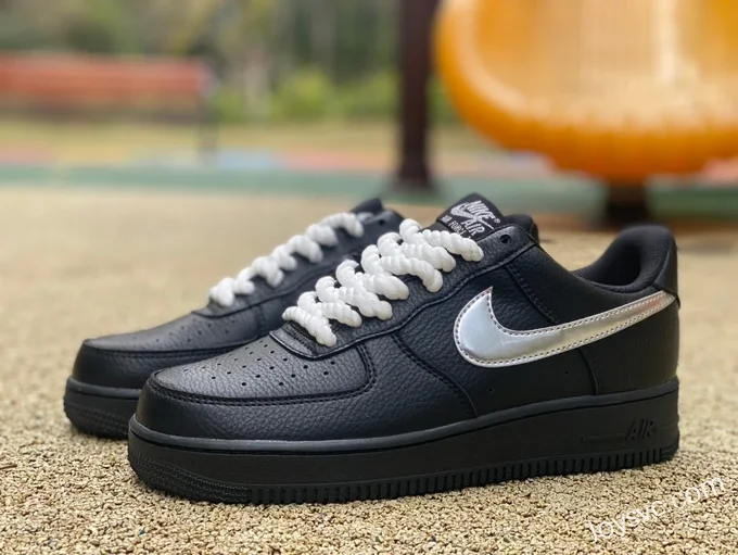 Nike Air Force 1 BY YOU Black Silver Rope