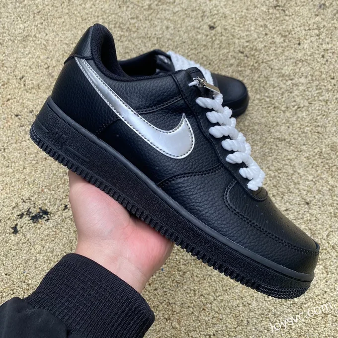 Nike Air Force 1 BY YOU Black Silver Rope