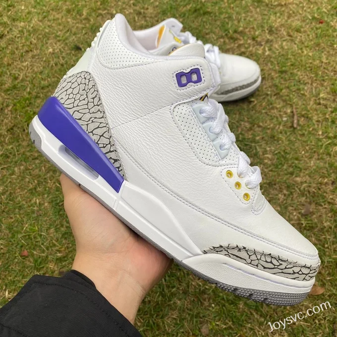 Air Jordan 3 869802-907 White Grey Purple Lakers