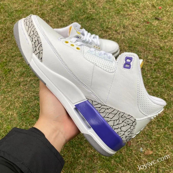 Air Jordan 3 869802-907 White Grey Purple Lakers