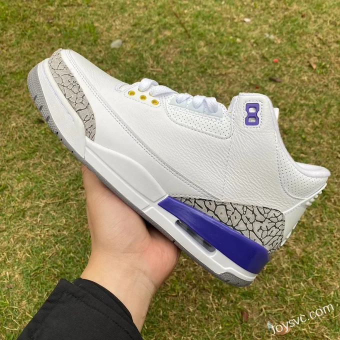 Air Jordan 3 869802-907 White Grey Purple Lakers