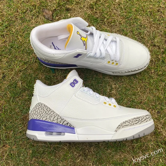 Air Jordan 3 869802-907 White Grey Purple Lakers