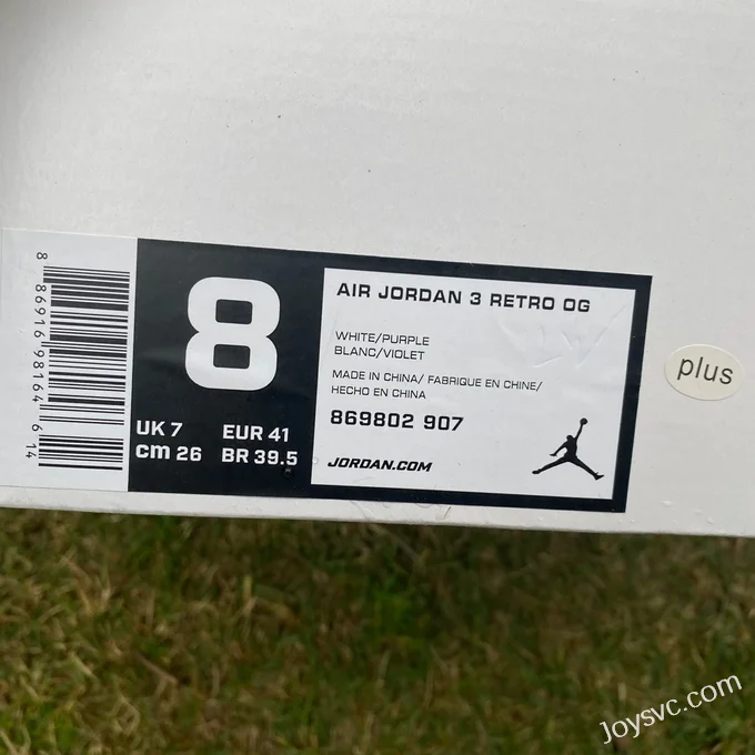 Air Jordan 3 869802-907 White Grey Purple Lakers