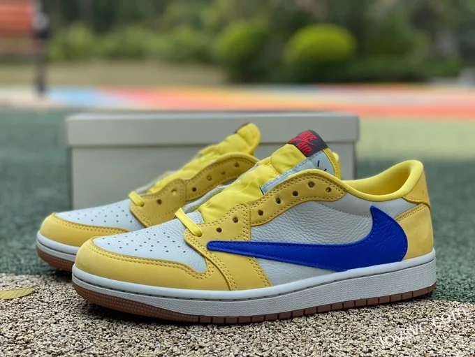 Travis Scott x Air Jordan 1 Low DZ4137-700 White Yellow Blue Canary 8.0 LJR