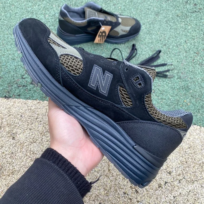 New Balance 991 Black Olive Green Stone Island Retro Running Shoes U991SD2