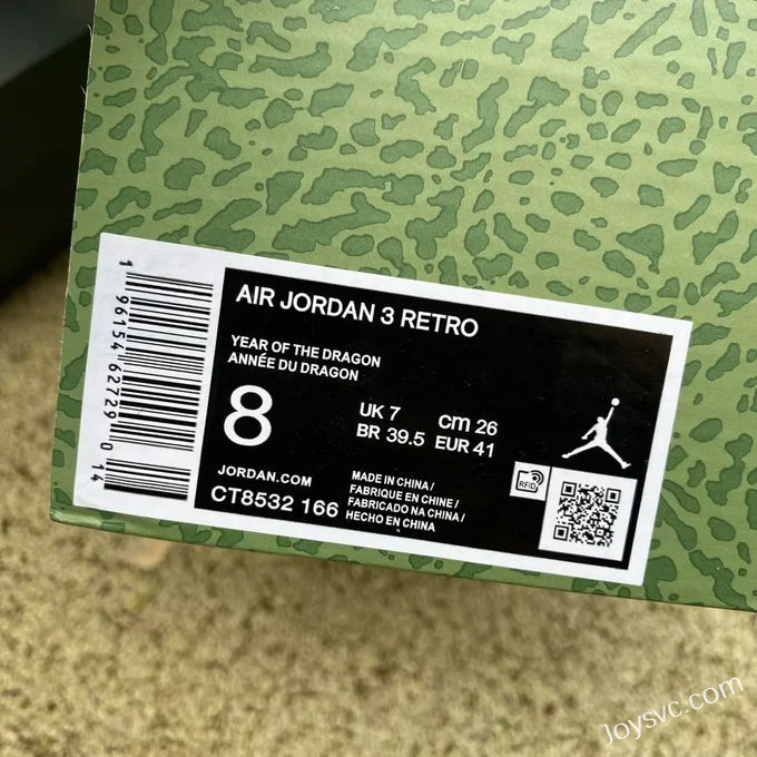 Air Jordan 3 CT8532-166 White Green Dragon