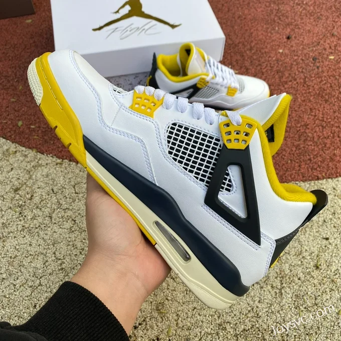 Air Jordan 4 AQ9129-101 White Black Yellow