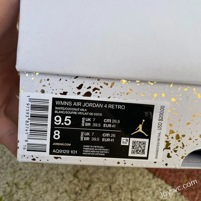 Air Jordan 4 AQ9129-101 White Black Yellow