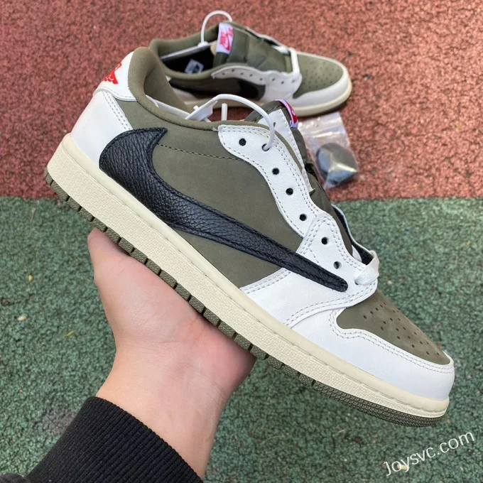 Travis Scott x Air Jordan 1 Low Golf DM7866-200 Black White Green Reverse Swoosh