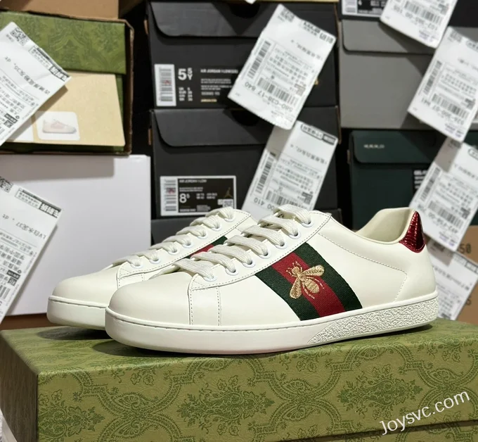 GUCCI Bee Embroidered White Sneakers in Sizes 35-45