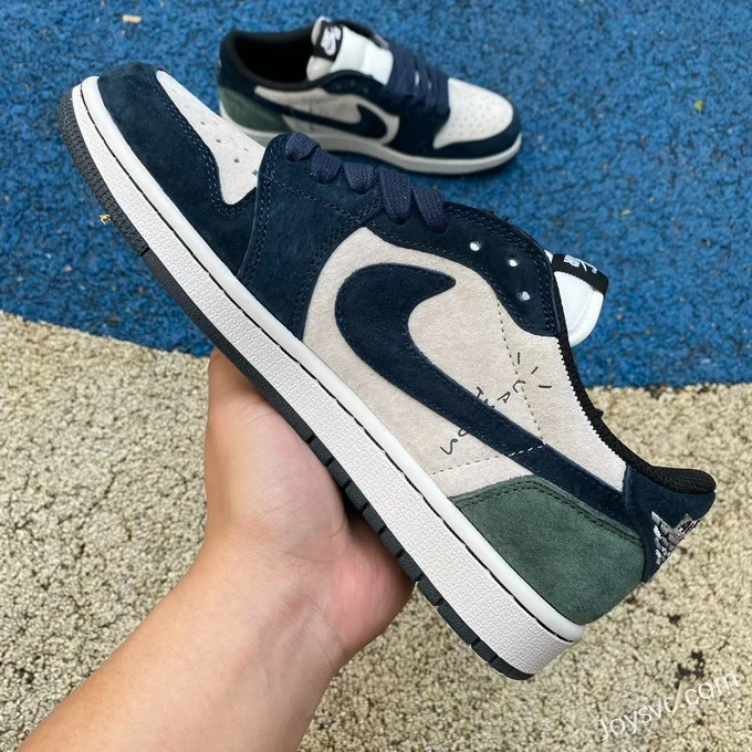 Travis Scott x Air Jordan 1 Low Golf DM7866-819 Navy White Green Reverse Swoosh