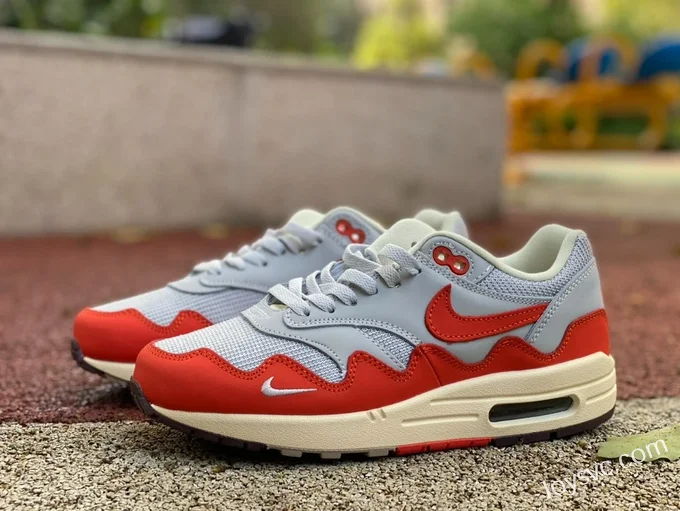 Nike Air Max 1 '87 Grey Red Running Shoes DH1348-600