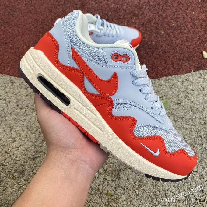 Nike Air Max 1 '87 Grey Red Running Shoes DH1348-600