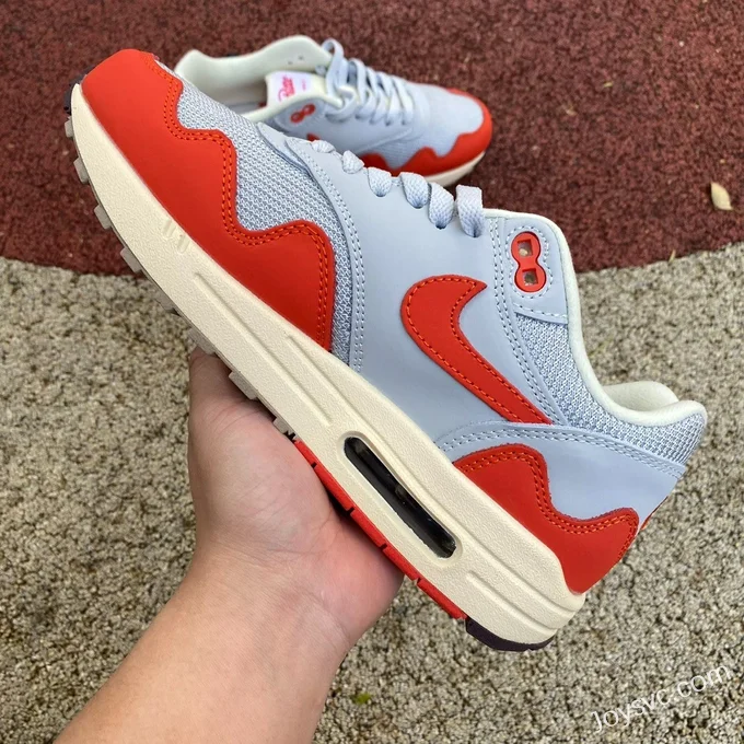 Nike Air Max 1 '87 Grey Red Running Shoes DH1348-600