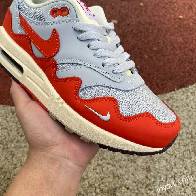 Nike Air Max 1 '87 Grey Red Running Shoes DH1348-600