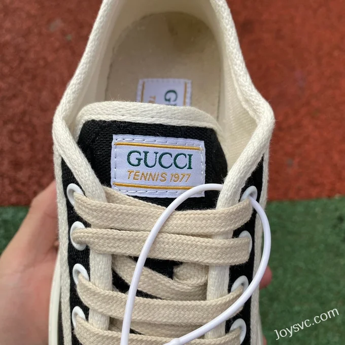 Gucci Tennis 1977 Black White Classic Series Thick Sole Canvas Shoes