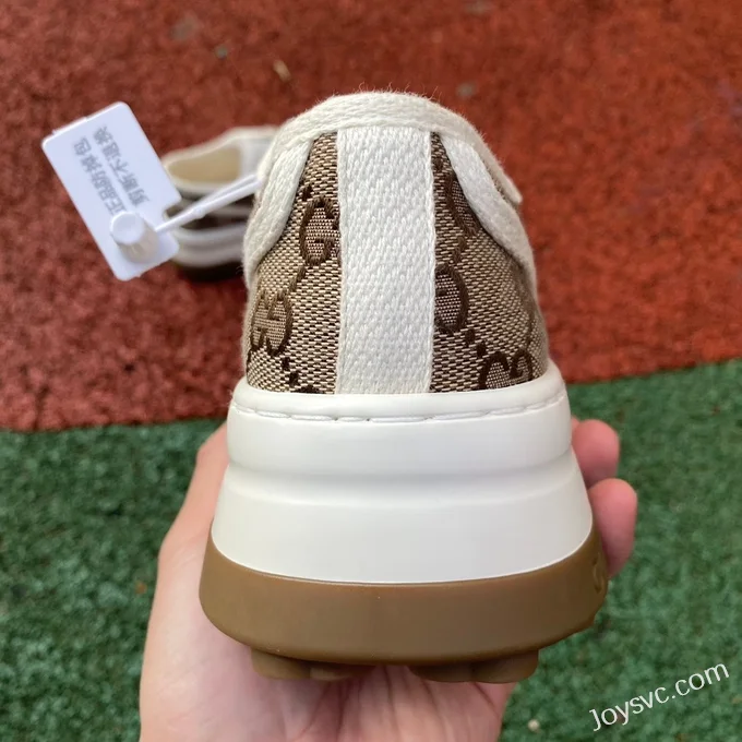 Gucci Tennis 1977 Brown Classic Series Thick Sole Canvas Shoes